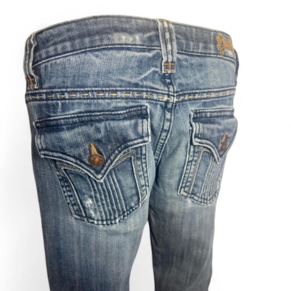 Miss Me Flare Jeans Size 28 Dark Wash Bootcut Embroidered Pockets Stretch